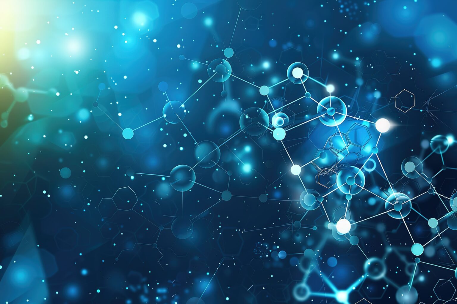 modern conceptual futuristic &# ; Molecules hi tech, mechanical technology with polygonal shapes on bright blue background for GHG validation and veri